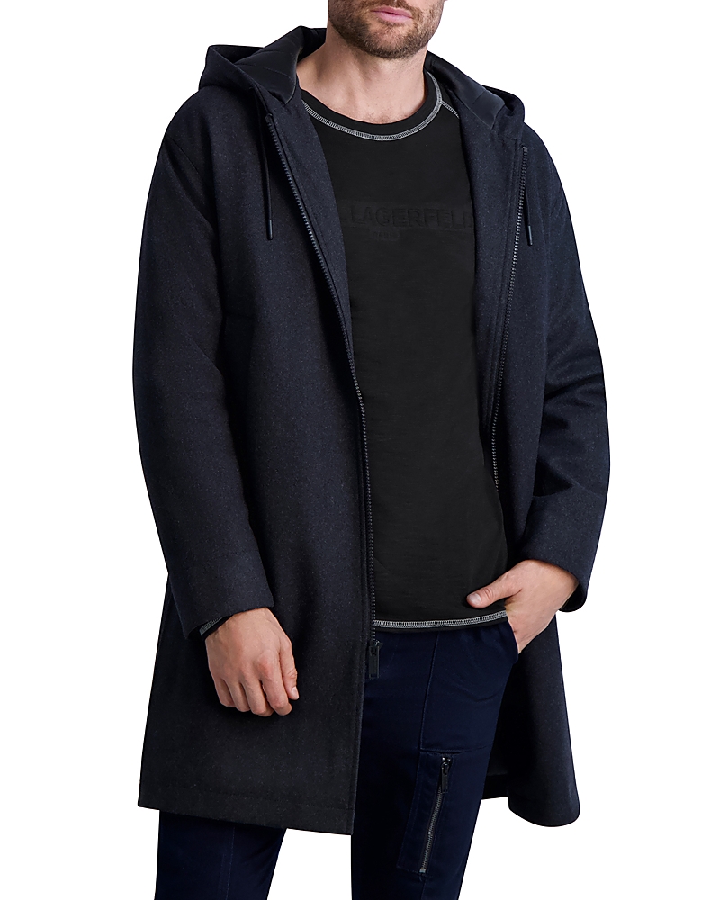 Karl Lagerfeld Men's Wool-blend Parka W/ Handwarmer Pockets In Charcoal