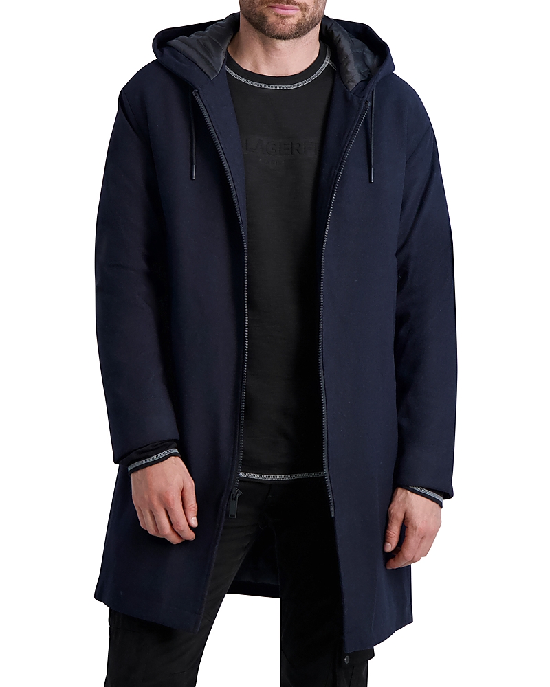Karl Lagerfeld Men's Wool-blend Parka W/ Handwarmer Pockets In Navy