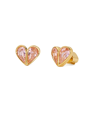Kate Spade New York Rock Solid Crystal Heart Stud Earrings In Gold Tone In  Pink/gold | ModeSens