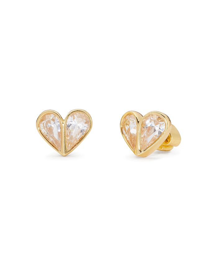 kate spade new york Rock Solid Crystal Heart Stud Earrings in Gold