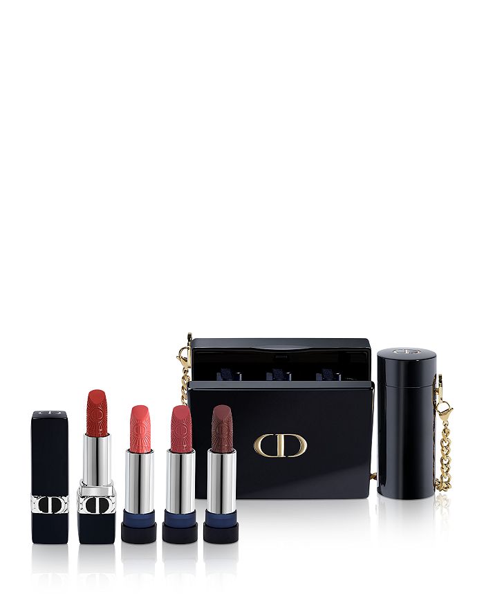 Patent Leather Lipstick Case With Gold Chain Double Lipstick 