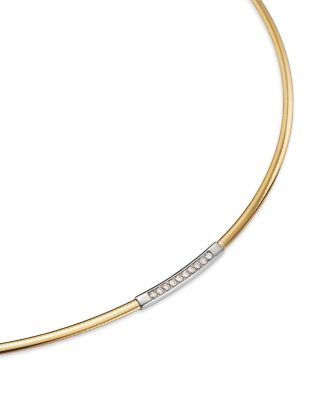 14K Yellow Gold Diamond Omega Link Collar Necklace, 16-18"