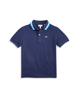 Lacoste Boys' Pique Tipped Polo - Little Kid, Big Kid In Navy