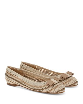 Ferragamo Women's Varina Crochet Stripe Ballet Flats | Bloomingdale's