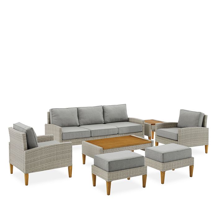 Crosley Sparrow & Wren Capella 7 Piece Outdoor Wicker Sofa Set