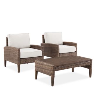 Crosley Sparrow & Wren Capella Outdoor Wicker 3 Piece Chair Set ...