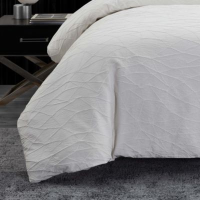 Abstract Crinkle White Duvet Cover Set, Queen