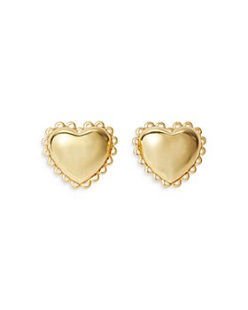 Lele Sadoughi - Lace Trim Heart Button Clip-On Earrings in 14K Gold Plated