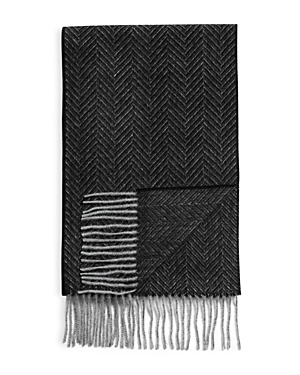 The Men's Store At Bloomingdale's Herringbone Oversized Cashmere Scarf - 100% Exclusive In Black