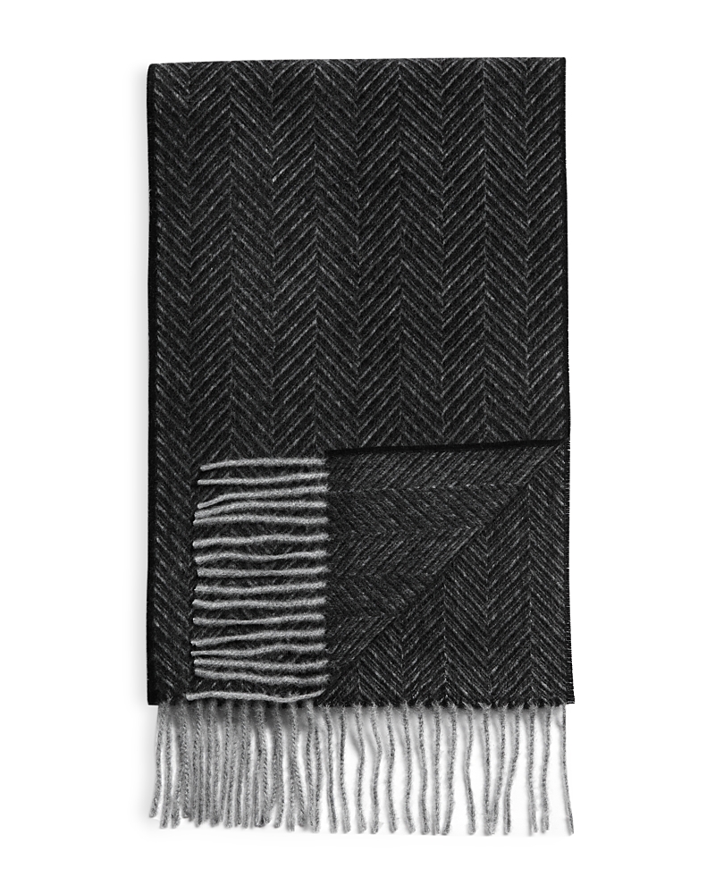 The Men's Store At Bloomingdale's Herringbone Oversized Cashmere Scarf - Exclusive In Black