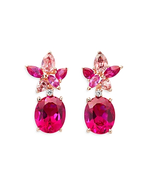 Anabela Chan Tutti Frutti Multi Simulated Stone Lily Drop Earrings In Pink/rose Gold
