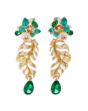 Anabela Chan Palms Multi Simulated Stone Frond Drop Earrings In Green/gold