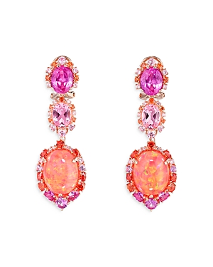 Anabela Chan Palms Multi Simulated Stone Drop Earrings In Pink/rose Gold