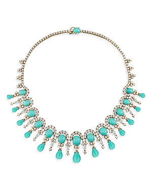 Anabela Chan 18K Yellow Gold Plated Sterling Silver Tutti Frutti Simulated Diamond & Turquoise Necklace, 16.5