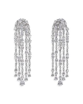 Anabela Chan - 18K White Gold Plated Sterling Silver Supernova Simulated Diamond Cascade Earrings