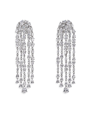 Anabela Chan 18k White Gold Plated Sterling Silver Supernova Simulated Diamond Cascade Earrings