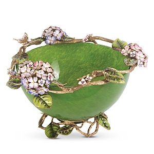 Jay Strongwater Sophie Hydrangea Glass Bowl In Green Multi