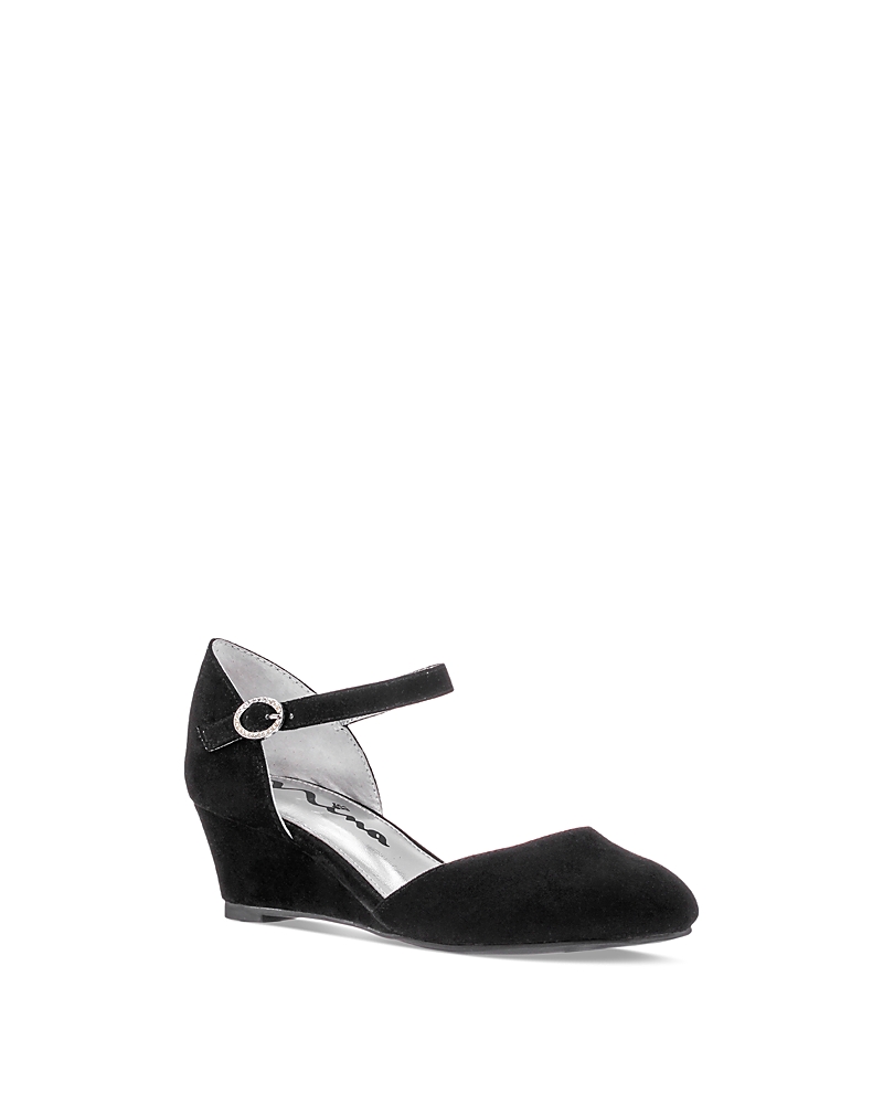 Nina Girls' Lenora Microsuede Wedge Pumps - Little Kid, Big Kid In Black Microsuede