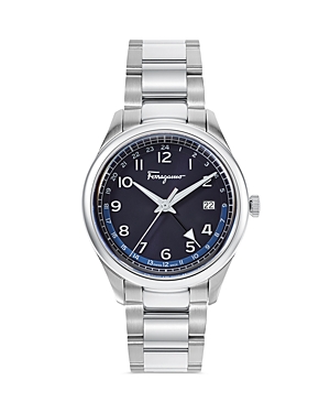 Ferragamo Men's Timeless Stainless Steel Bracelet Watch In Blue/silver