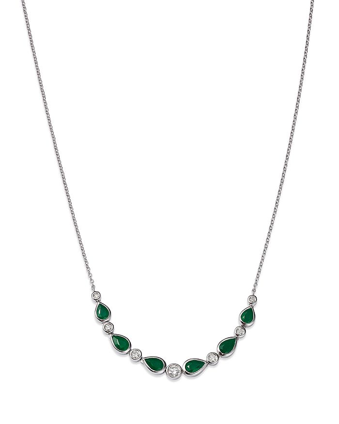 Bloomingdale's - Emerald & Diamond Collar Necklace in 14K White Gold, 17-18" - 100% Exclusive