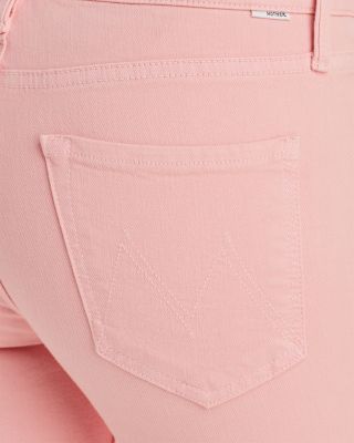 【eL】Highrise Straight Denim Pants pink Seven 7 Women's High Rise Slim Straight Jean (Pink, 4
