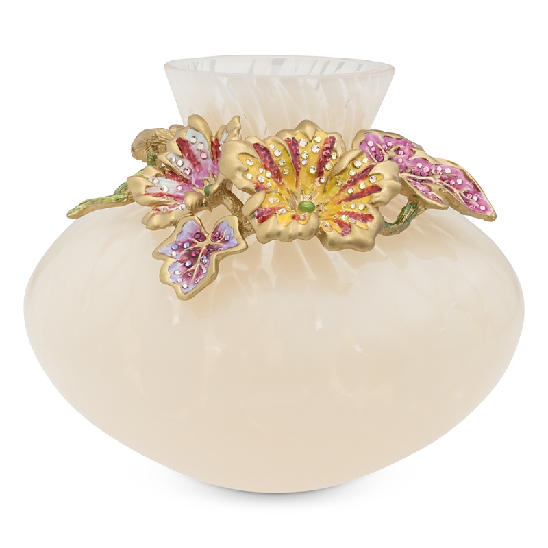Jay Strongwater Holland Leaf And Flower Vase In Multi