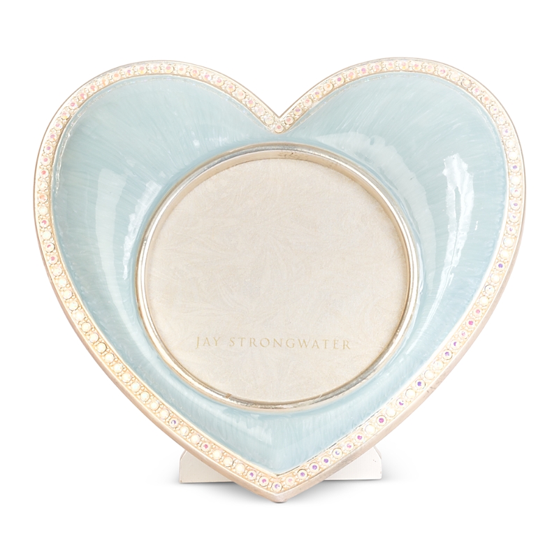 Jay Strongwater Chantal Heart Picture Frame, Blue In Pale Blue