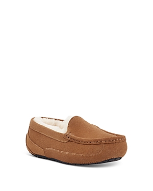 Ugg Boy's Ascot Suede Slippers W/ Wool-lining, Kids In Chestnut Suede