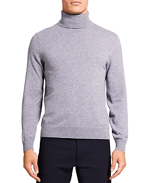 Theory Hilles Turtleneck Cashmere Sweater In Medium Gray Melange