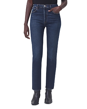 AGOLDE RILEY HIGH RISE SLIM JEANS IN DIVIDED