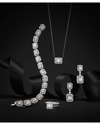 Diamond Mosaic Drop Earrings in 14K White Gold, 2.0 tcw 