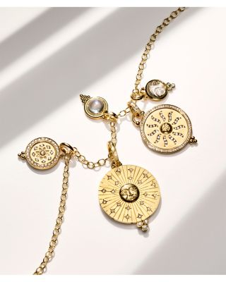 18K Yellow Gold Medium Carved Crystal Moonface Pendant with Diamonds