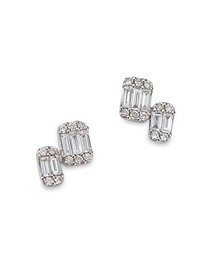 Bloomingdale's Diamond Baguette & Round Stud Earrings In 14k White Gold, 0.25 Ct. T.w. - 100% Exclusive