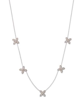 Bloomingdale's Fine Collection Diamond Flower Station Necklace in 14K White Gold, 0.80 ct. t. w. - Exclusive