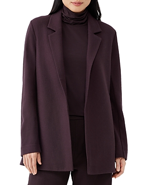 Eileen Fisher Open Front Long Wool Blazer In Casis