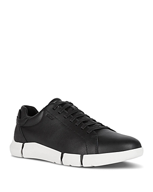 Shop Geox Men's Adacter Leather Low Top Sneakers In Black