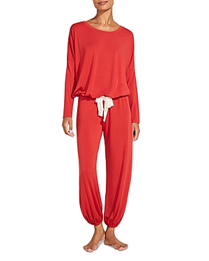 Eberjey Gisele Slouchy Pajama Set In Haute Red/ivory