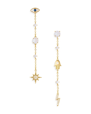 Shop Ettika Linear Charm Drop Earrings In 18k Gold Plated