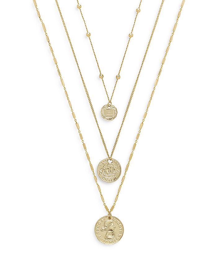Ettika Coin Pendant Necklaces in 18K Gold Plate, Set of 3 | Bloomingdale's