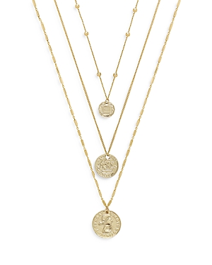 Ettika Coin Pendant Necklaces in 18K Gold Plate, Set of 3