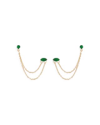 Draped Chain Double Piercing Earrings in 18K Gold Plate