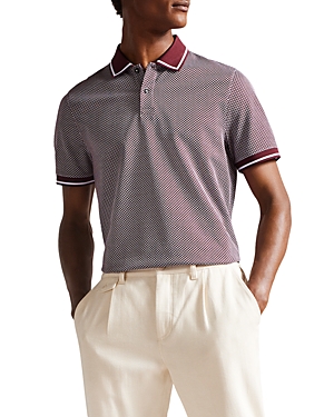 TED BAKER GEOMETRIC TEXTURED REGULAR FIT POLO