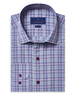 David Donahue Denim Melange Plaid Shirt David Donahue Denim Melange Plaid Shirt