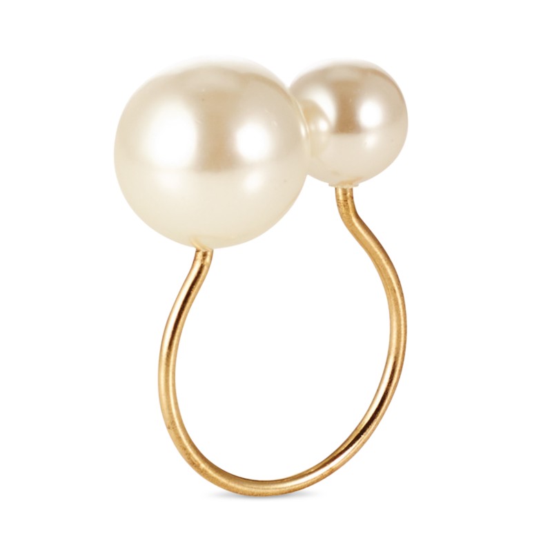 Kim Seybert Faux-Pearl Napkin Ring in Ivory/Gold