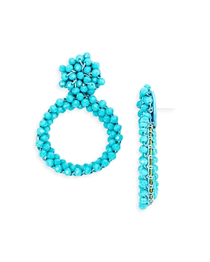 Aqua Beaded Hoop Drop Earrings - 100% Exclusive In Blue