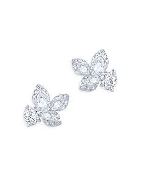 HARAKH - Colorless Diamond Flower Stud Earrings in 18K White Gold, 0.50 ct. t.w.