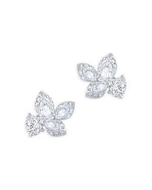 Harakh Colorless Diamond Flower Stud Earrings in 18K White Gold, 0.50 ct. t.w.