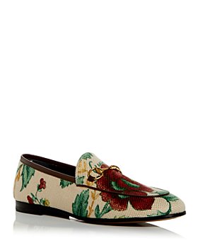 Gucci - Women's Floral Print Apron Toe Loafers