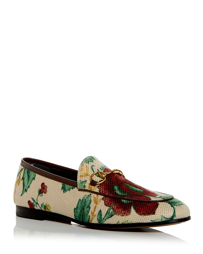 Gucci - Women's Floral Print Apron Toe Loafers