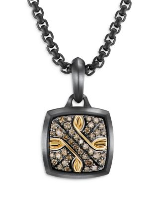 David Yurman Armory Amulet in Black Titanium with 18K Yellow Gold and Pave Cognac Diamonds